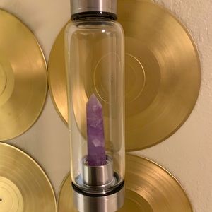 Amethyst glass water bottle